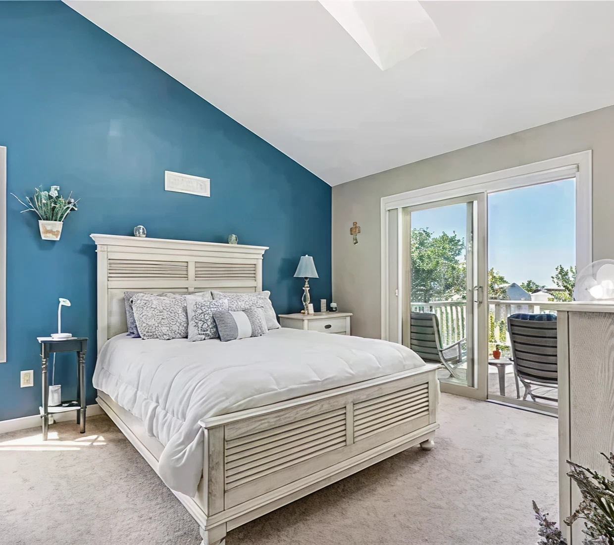 Cozy bedroom with balcony view