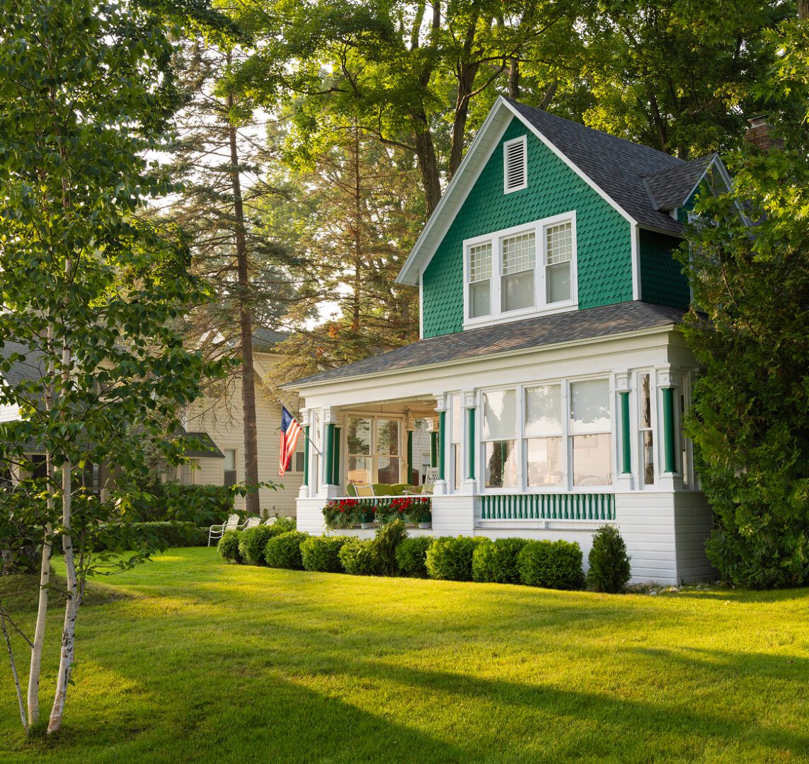 Charming house with lush green lawn