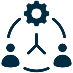 Partnership illustration with cog and silhouettes