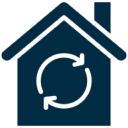 House with circular arrows icon