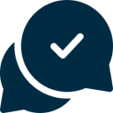 Chat bubble with check mark icon